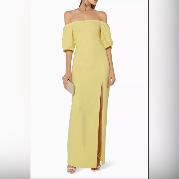 NWOT Cushnie Et Ochs Yellow Citron Reina Off Shoulder Maxi Dress Size Small/ 4 - Picture 5 of 12